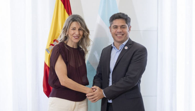 Kicillof inició una gira por Madrid y se reunió con la vicepresidenta Yolanda Díaz