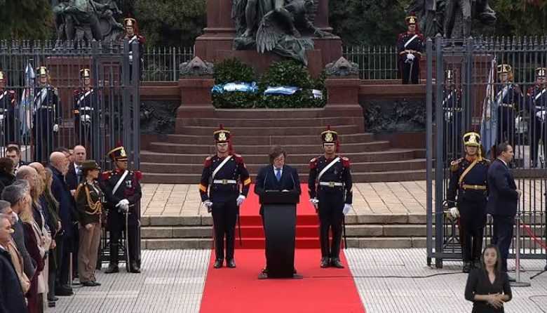Milei brindó su discurso en Retiro en el acto del 176º aniversario del fallecimiento del General José de San Martín