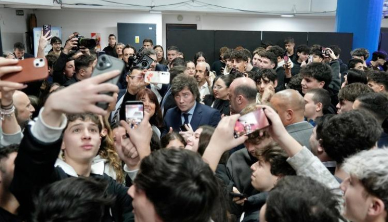 Insólito megaoperativo ante la presencia  de Milei en la escuela ORT