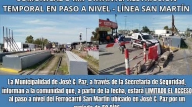 Aviso importante: Tránsito restringido en el paso a nivel de R197 por obras