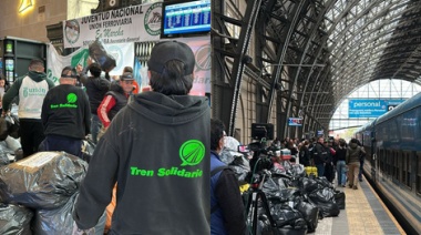 Llegó el tren solidario a Campana con las donaciones tras el temporal