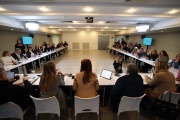 Cristina Kirchner en reunión con senadores peronistas en la sede del PJ